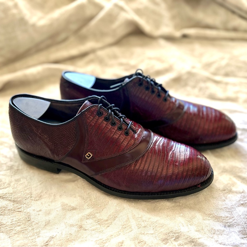Vintage FootJoy Classic Exotic Cordovan Tegu Lizard men's golf shoes. 10.5 D